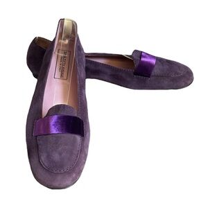 Saks Fifth Avenue Soft Plum Purple Suede Loafer Flats Size 9.5 NWT Leather